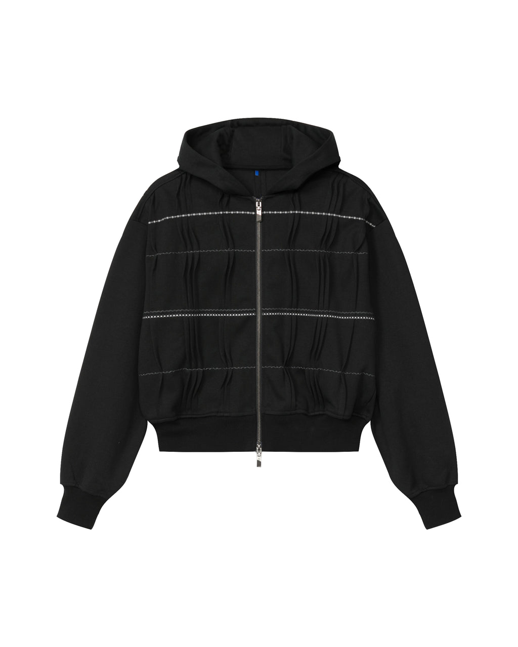 Pleated zip hoodie