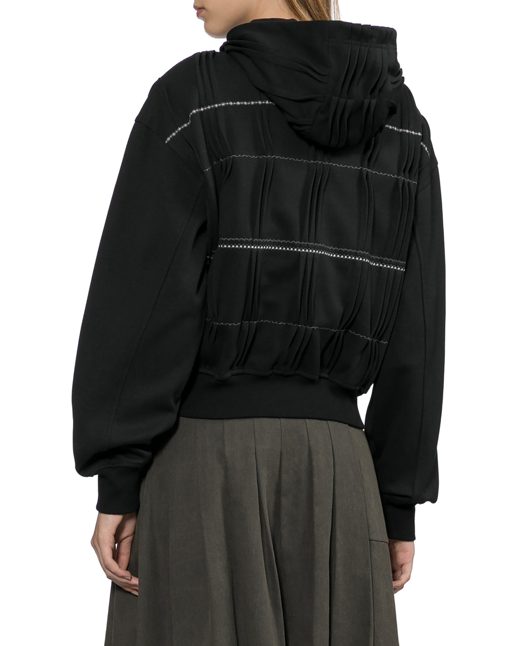 Pleated zip hoodie