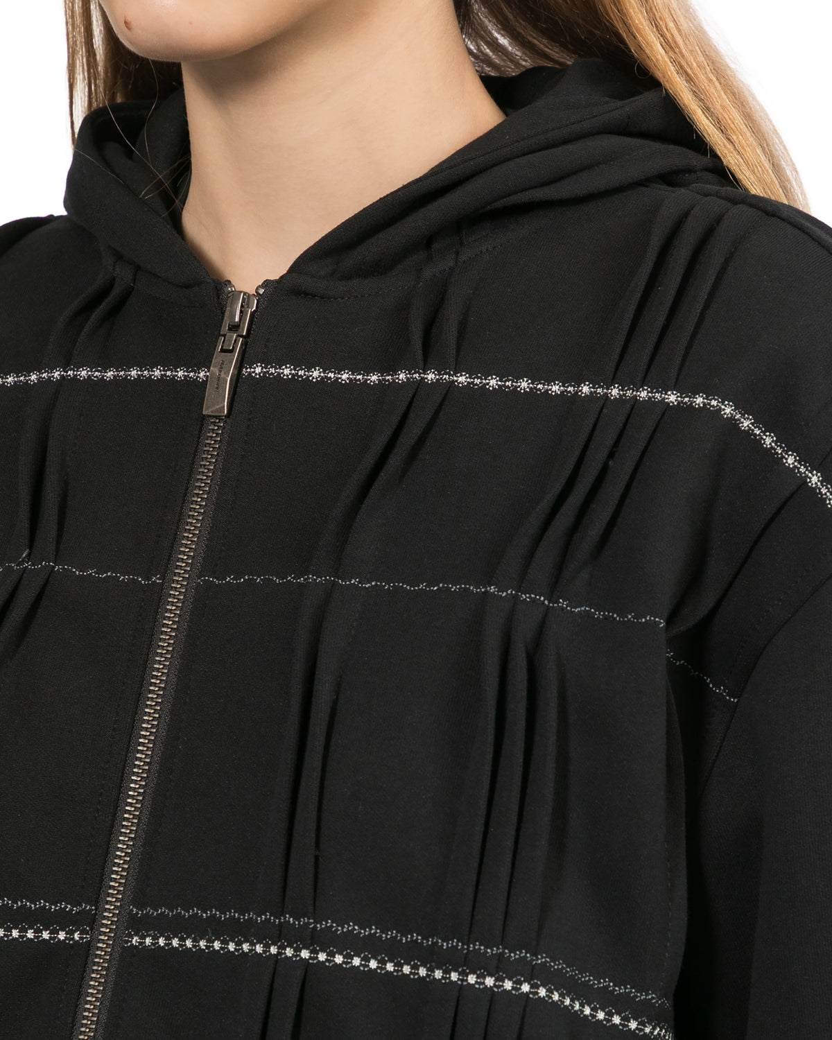 Pleated zip hoodie