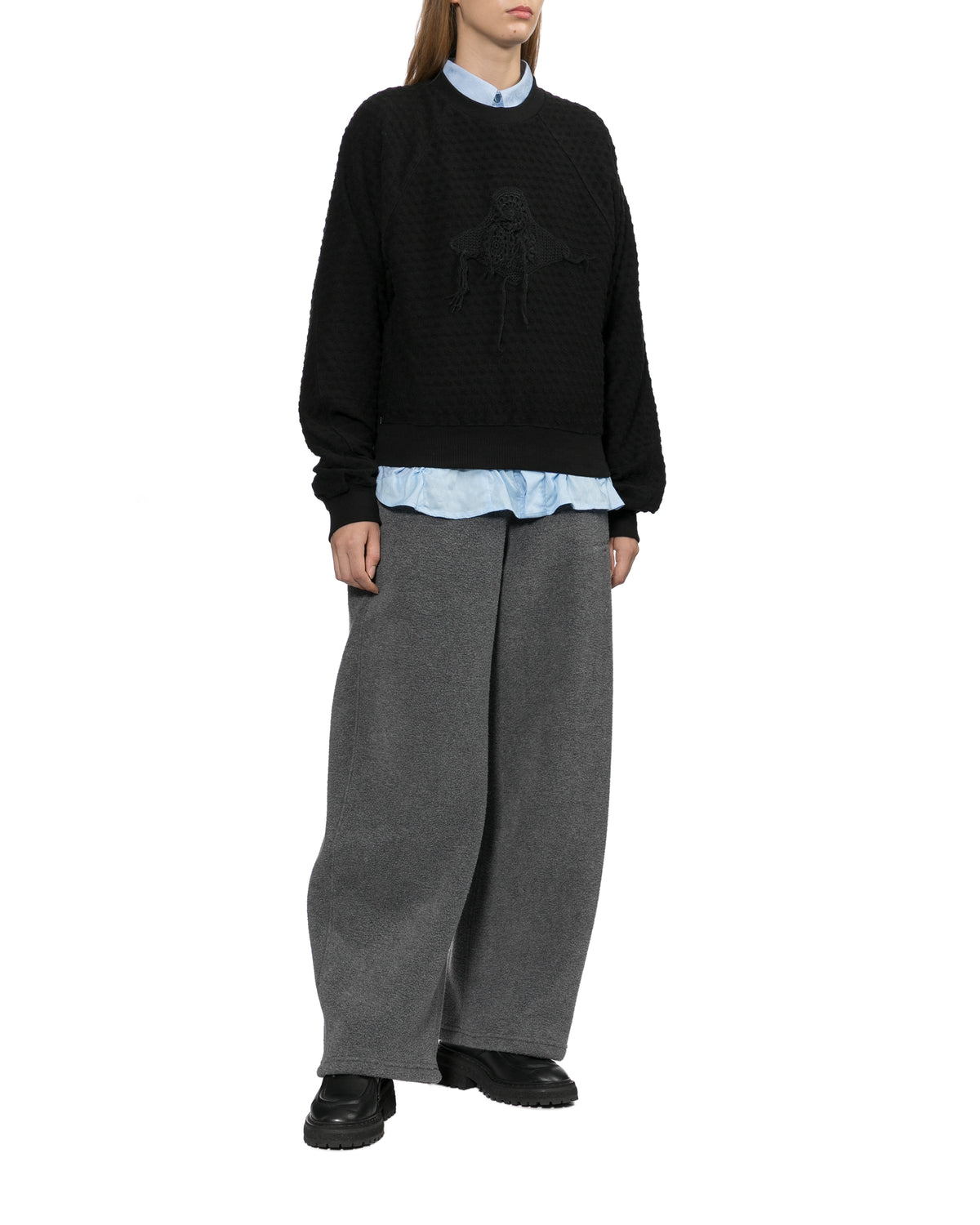 Textured crew neck sweatshirt