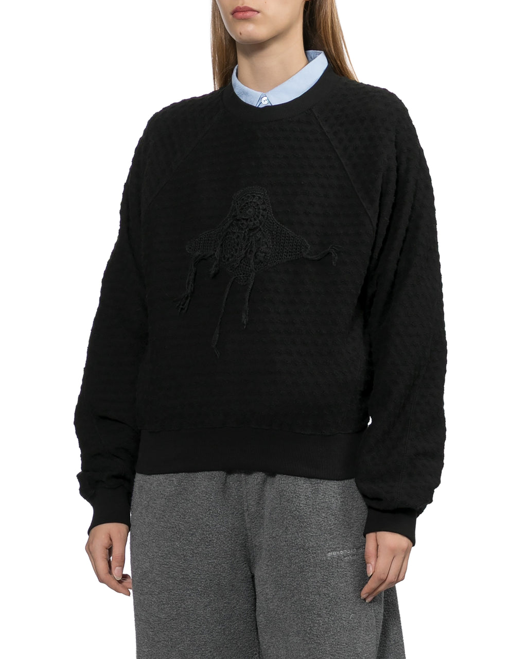 Textured crew neck sweatshirt