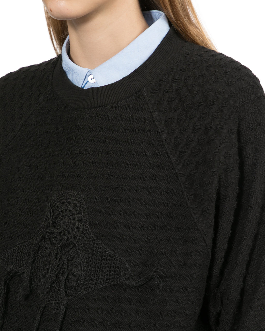 Textured crew neck sweatshirt