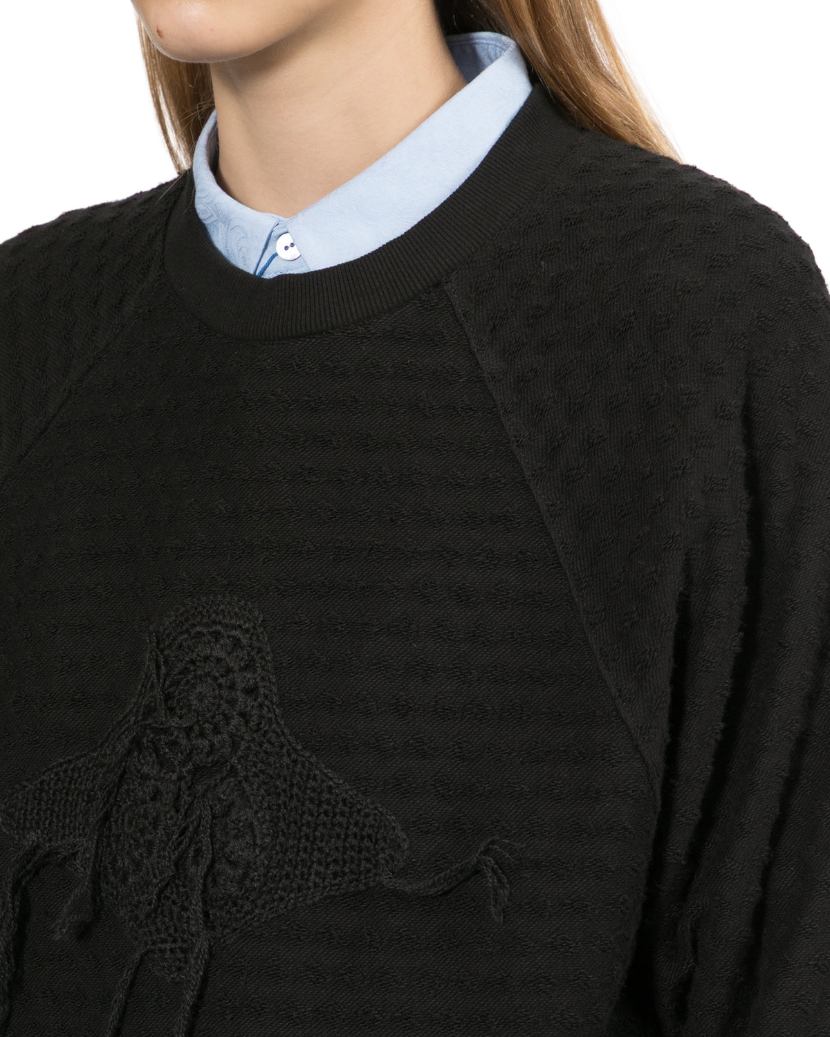 Textured crew neck sweatshirt