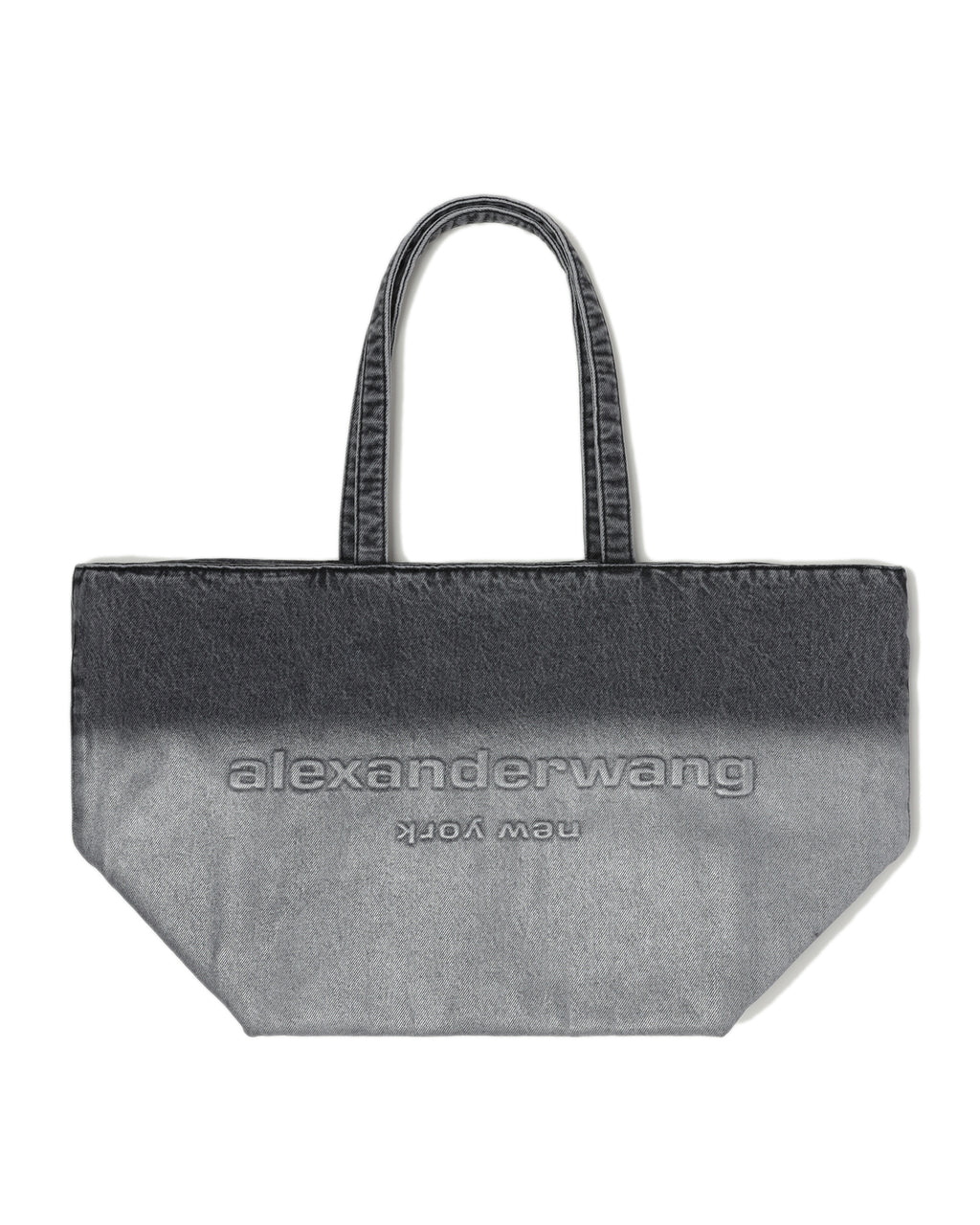 Coated denim punch tote bag