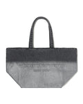 Coated denim punch tote bag