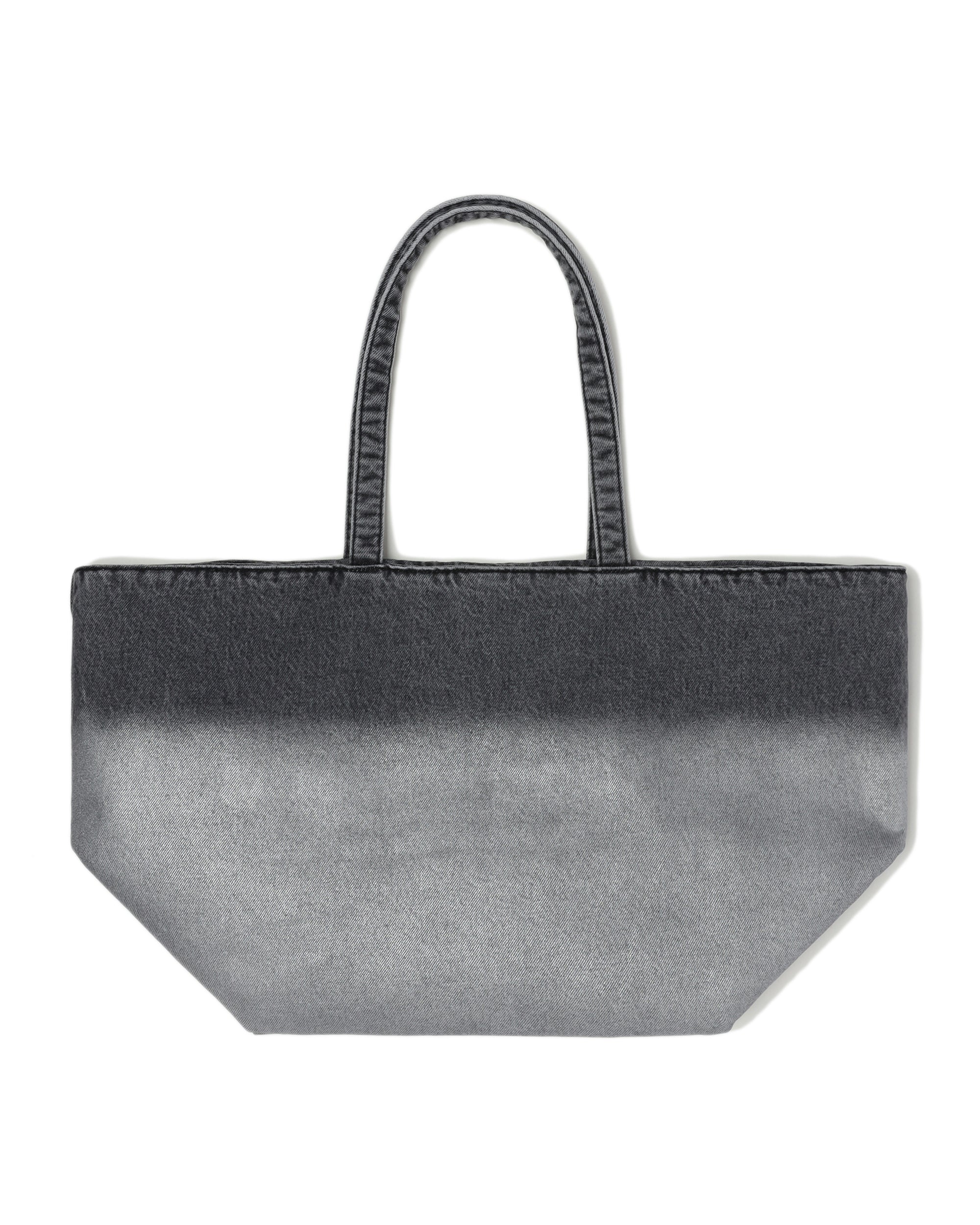Coated denim punch tote bag