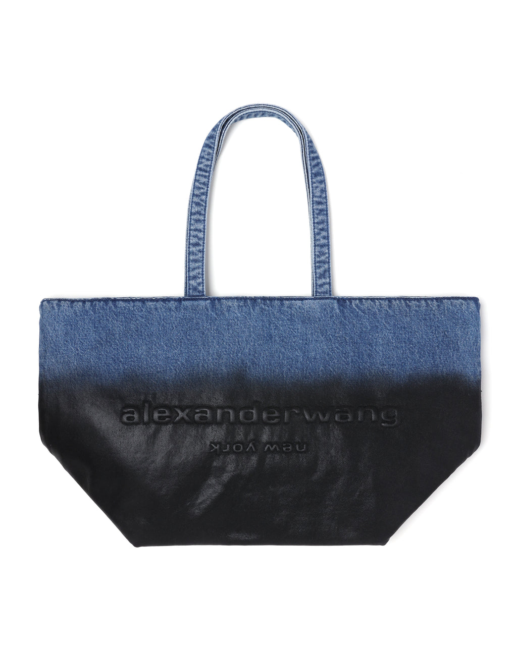 Coated denim punch tote bag