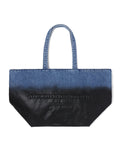 Coated denim punch tote bag