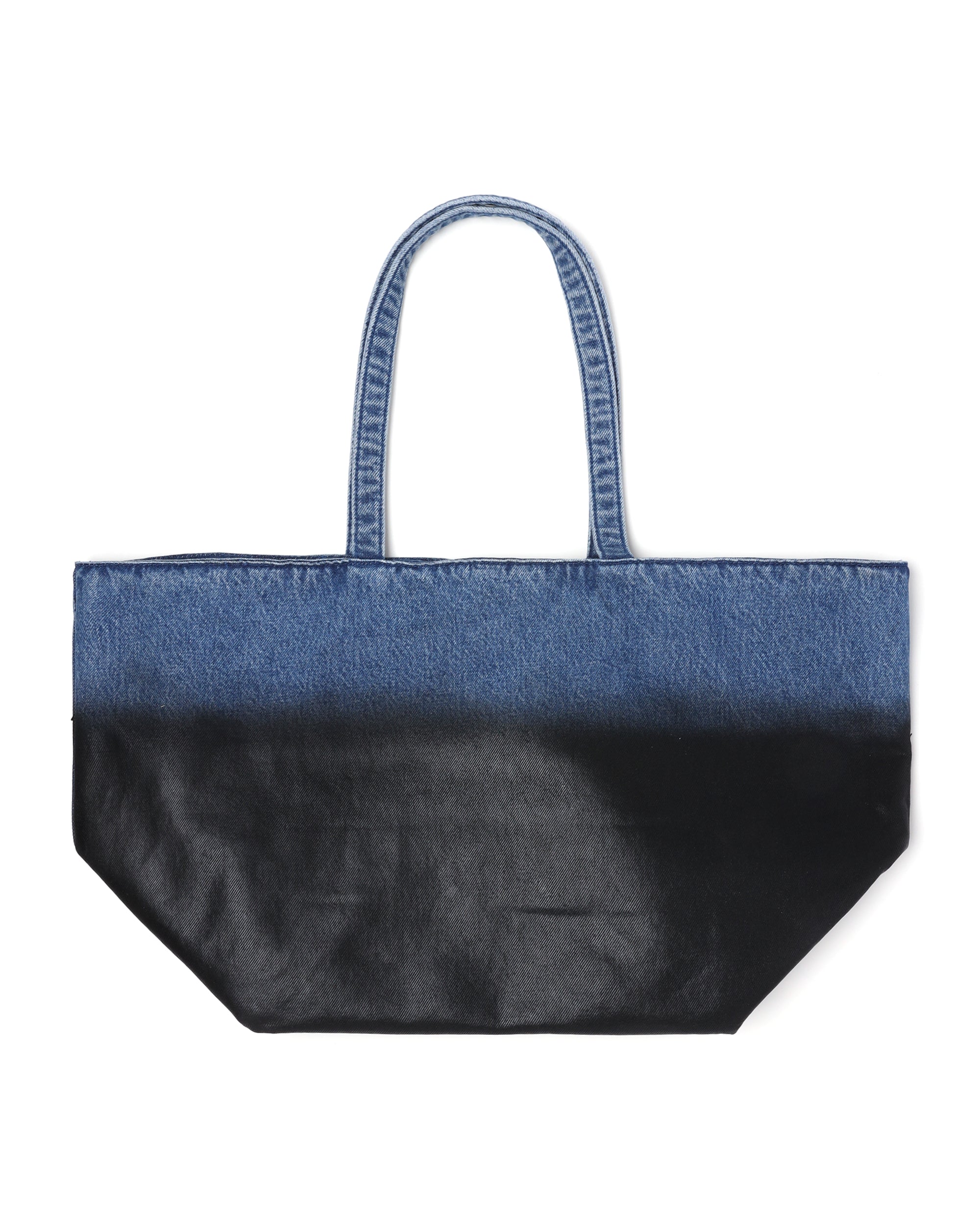 Coated denim punch tote bag