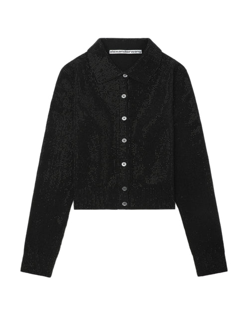 Beaded hotfix cropped cardigan