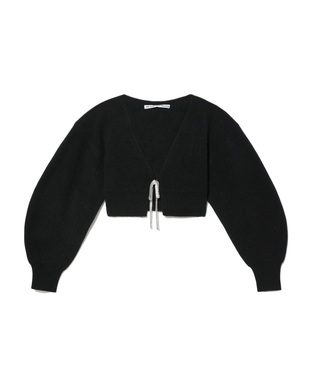 V-neck cropped boiled wool cardigan