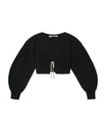 V-neck cropped boiled wool cardigan
