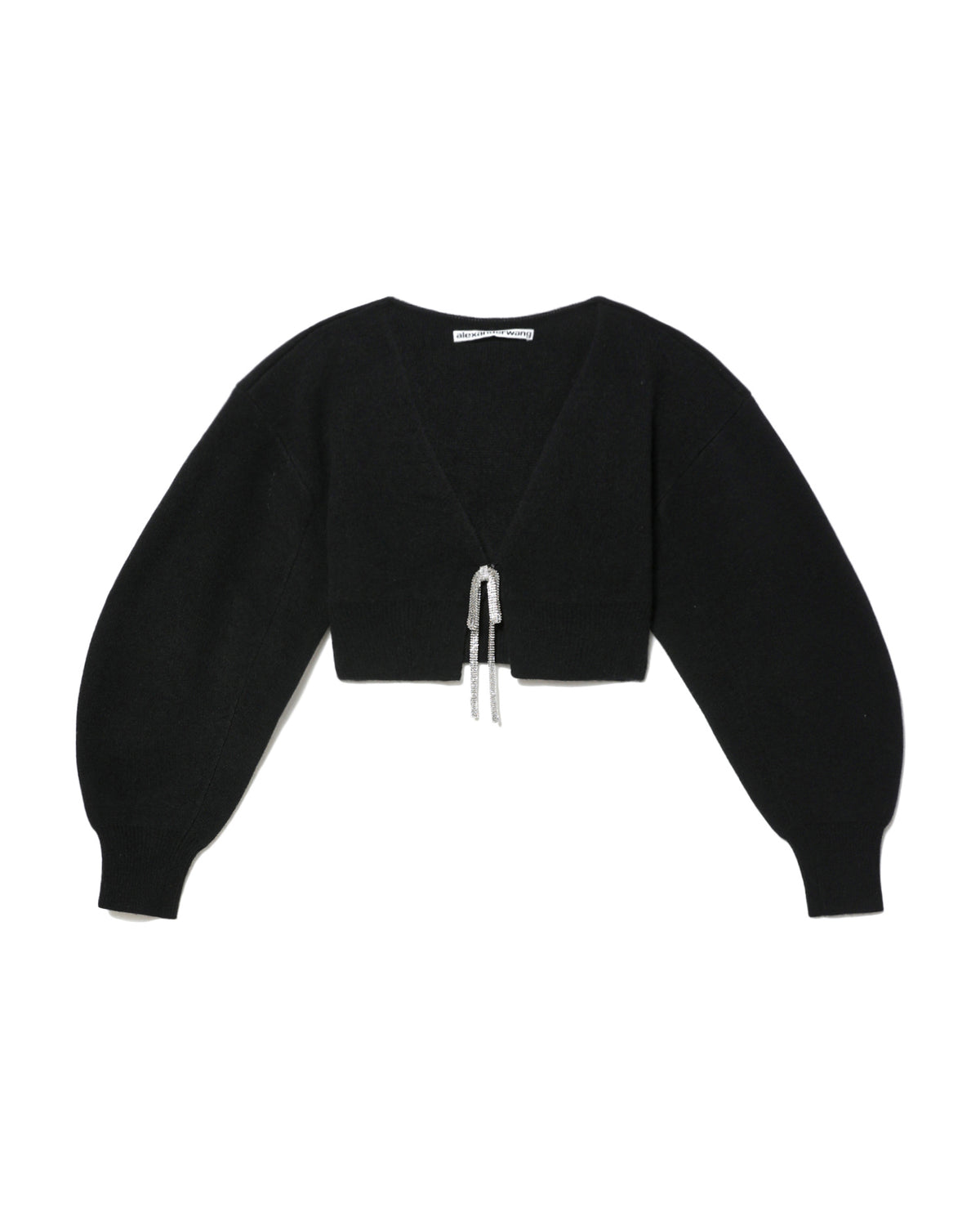 V-neck cropped boiled wool cardigan