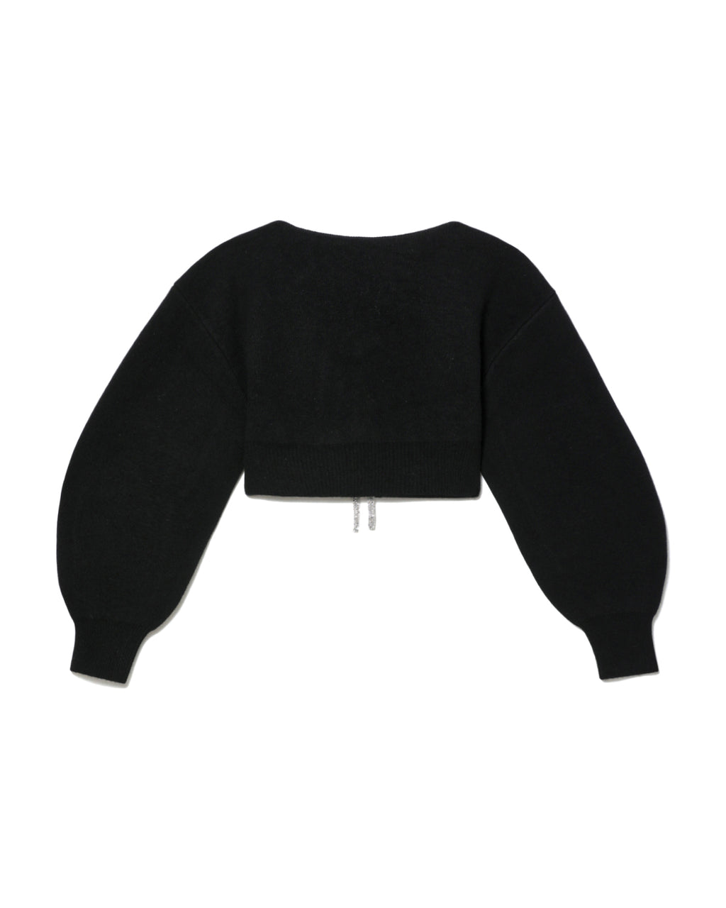 V-neck cropped boiled wool cardigan
