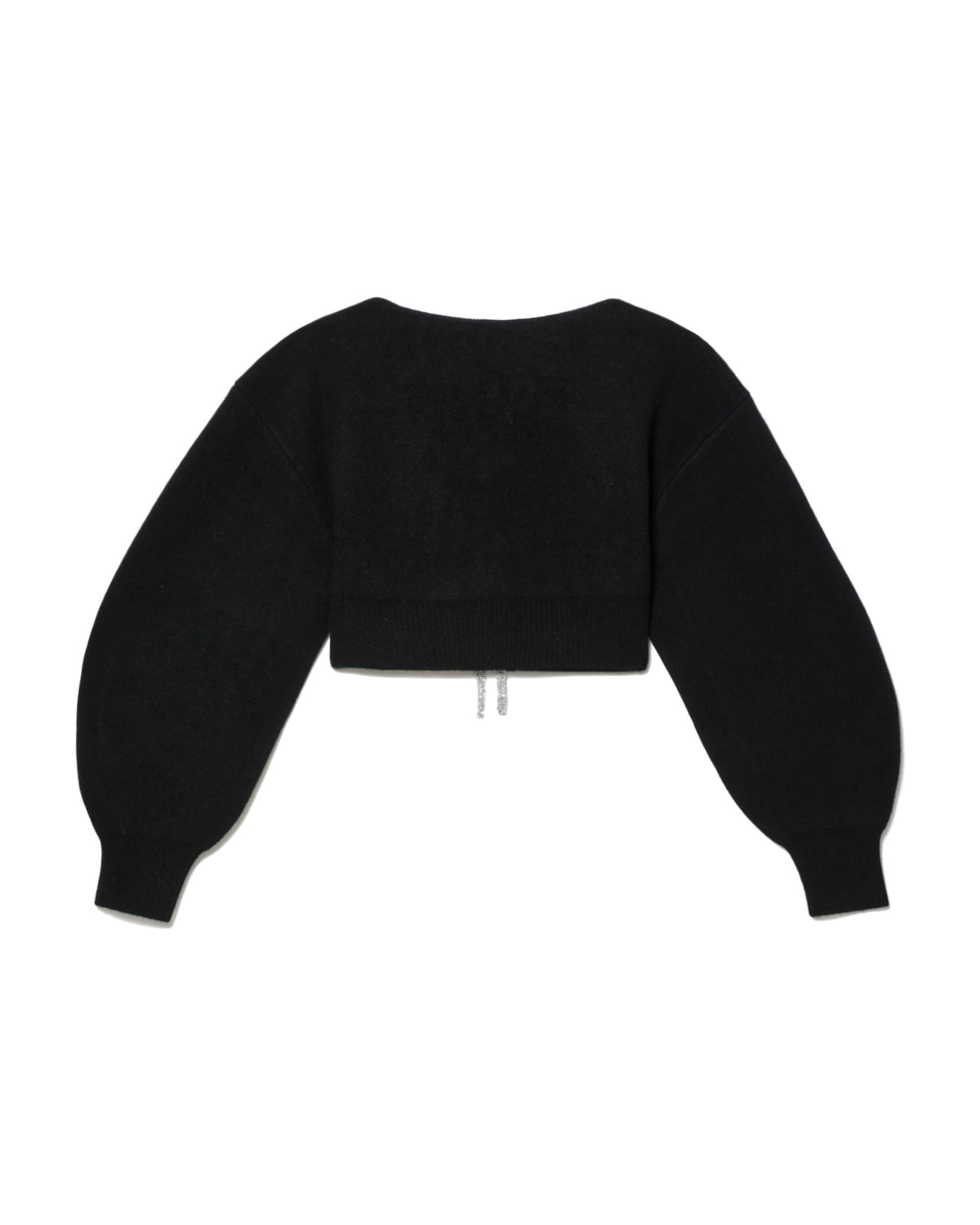 V-neck cropped boiled wool cardigan