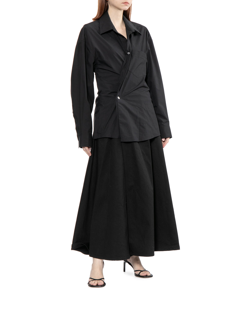 Collared organic-cotton midi dress