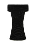 Off-shoulder mini faux suede dress