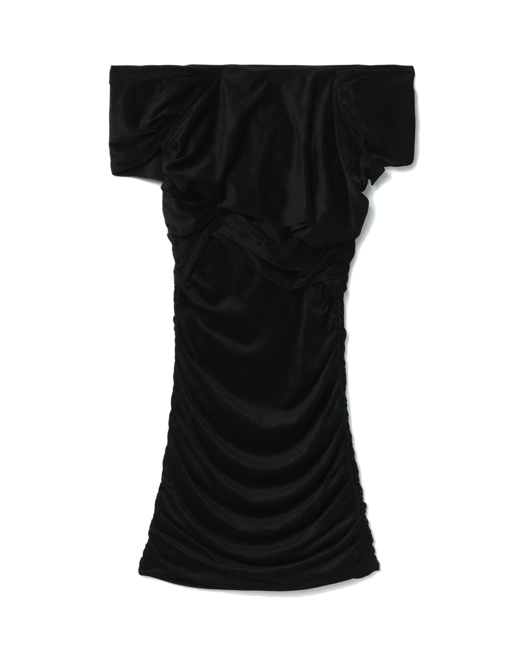Off-shoulder mini faux suede dress