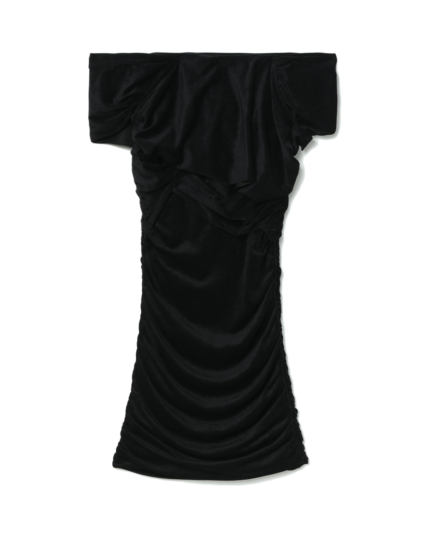 Off-shoulder mini faux suede dress