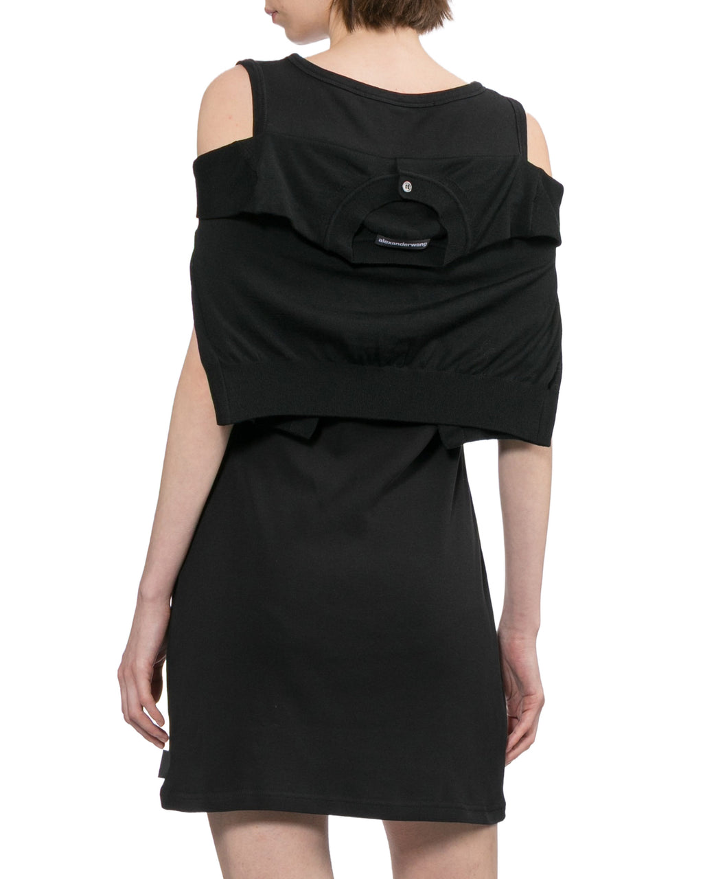 Layered tank dress with tie-font cardigan