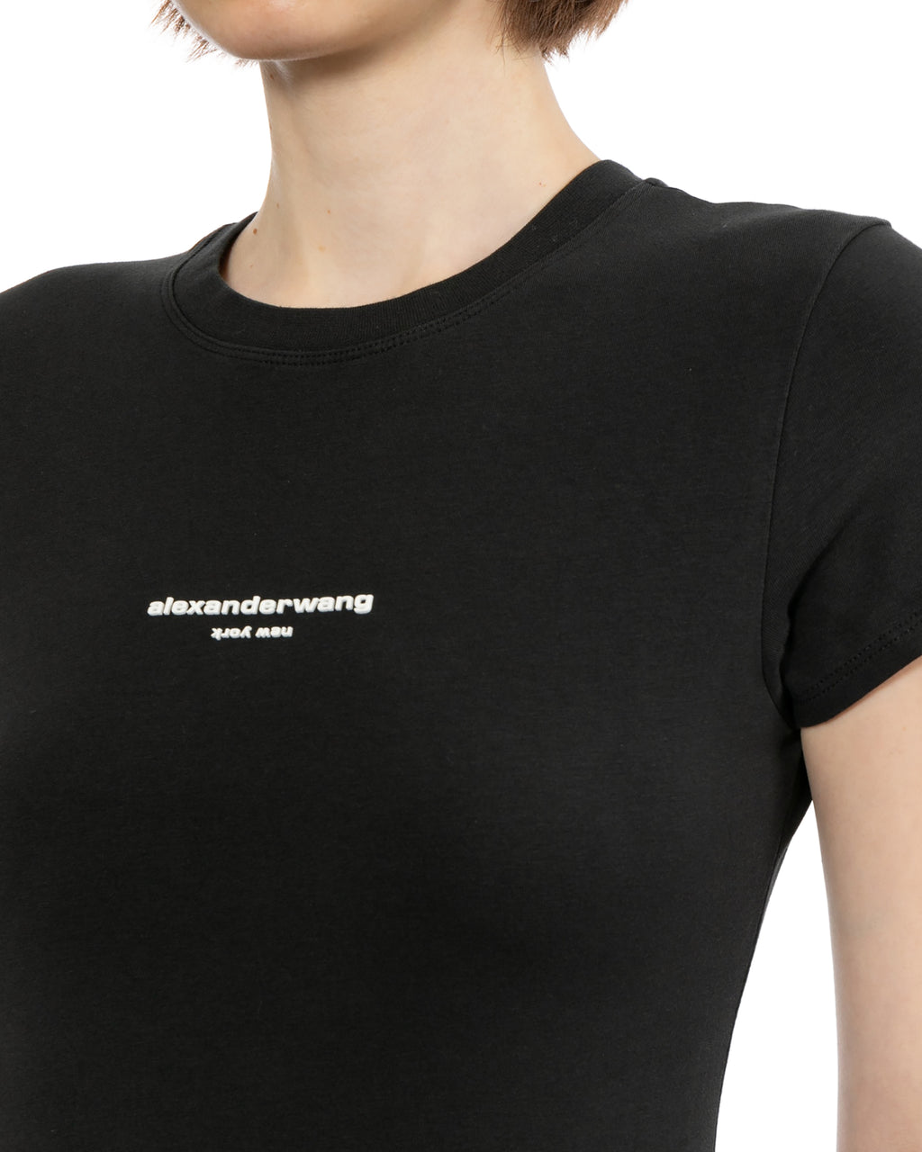 Logo fitted short sleeve mini dress