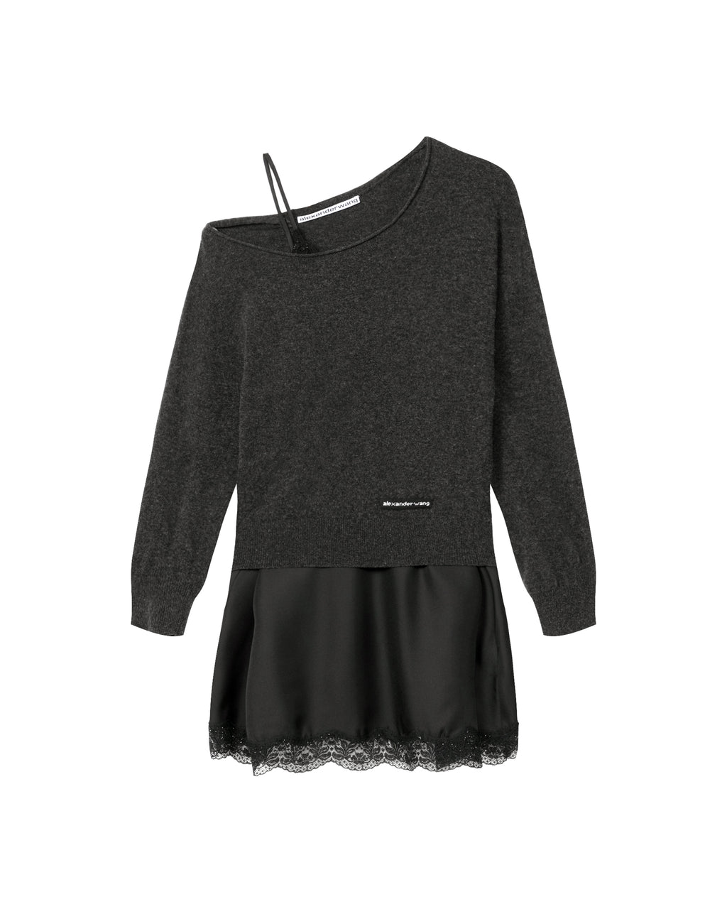Off-shoulder layered sweater dress