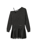 Off-shoulder layered sweater dress