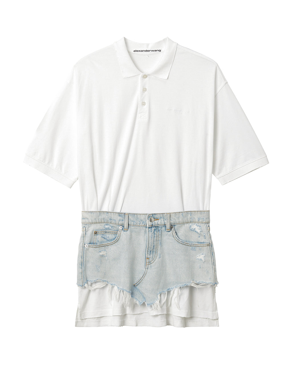 Hybrid polo denim layered dress