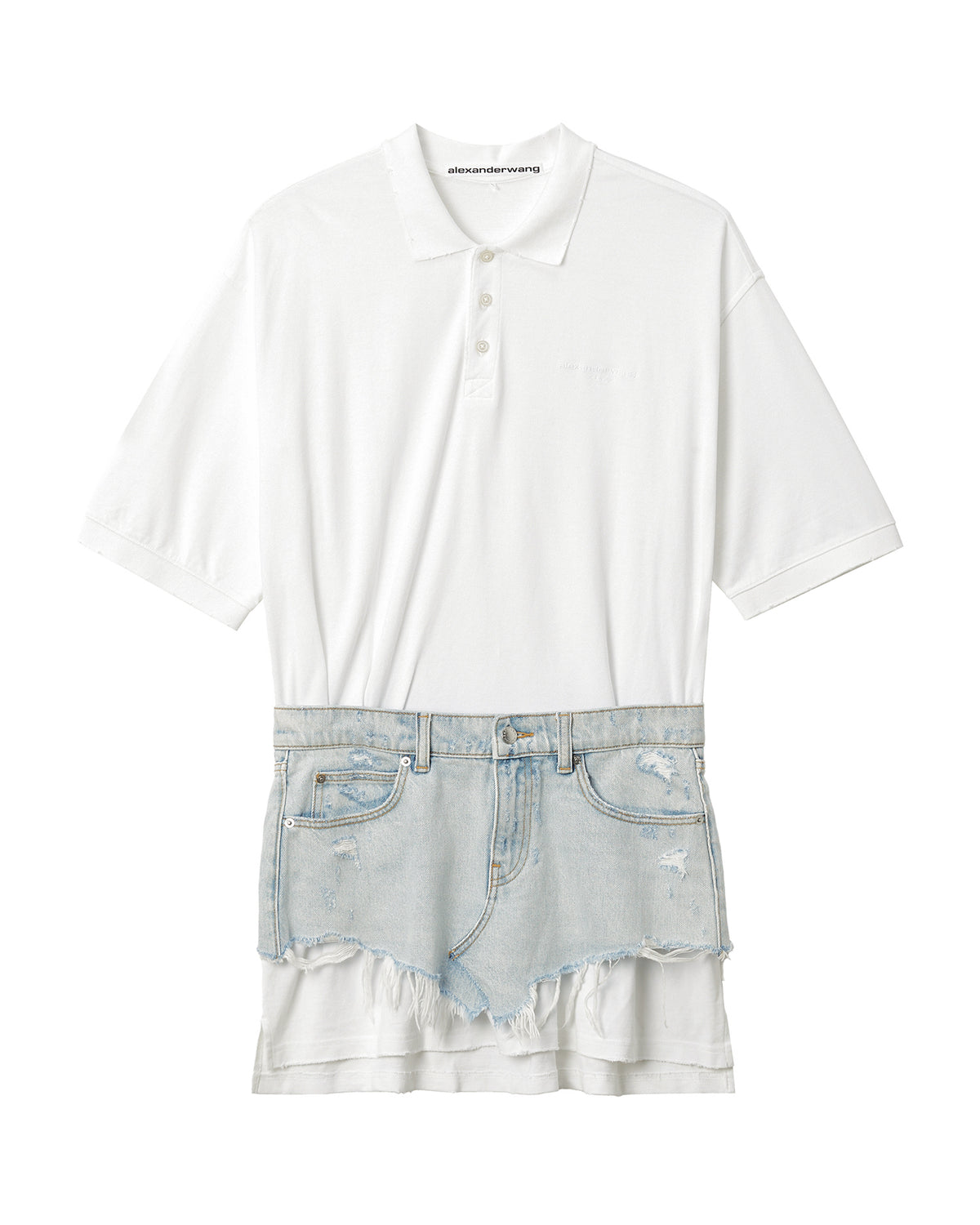 Hybrid polo denim layered dress