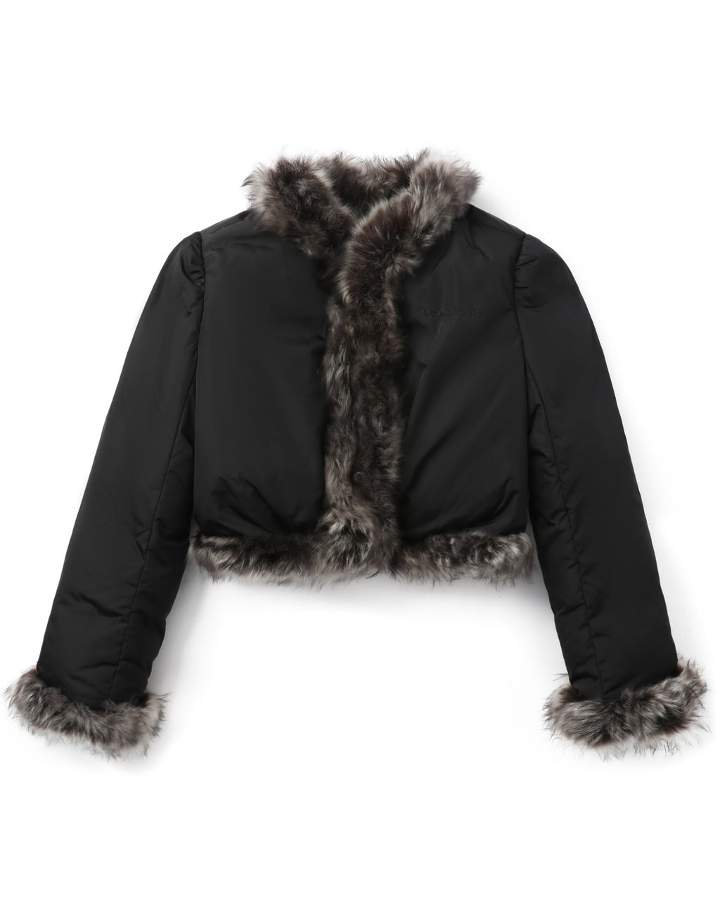 Fur trim cardigan puffer
