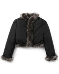 Fur trim cardigan puffer