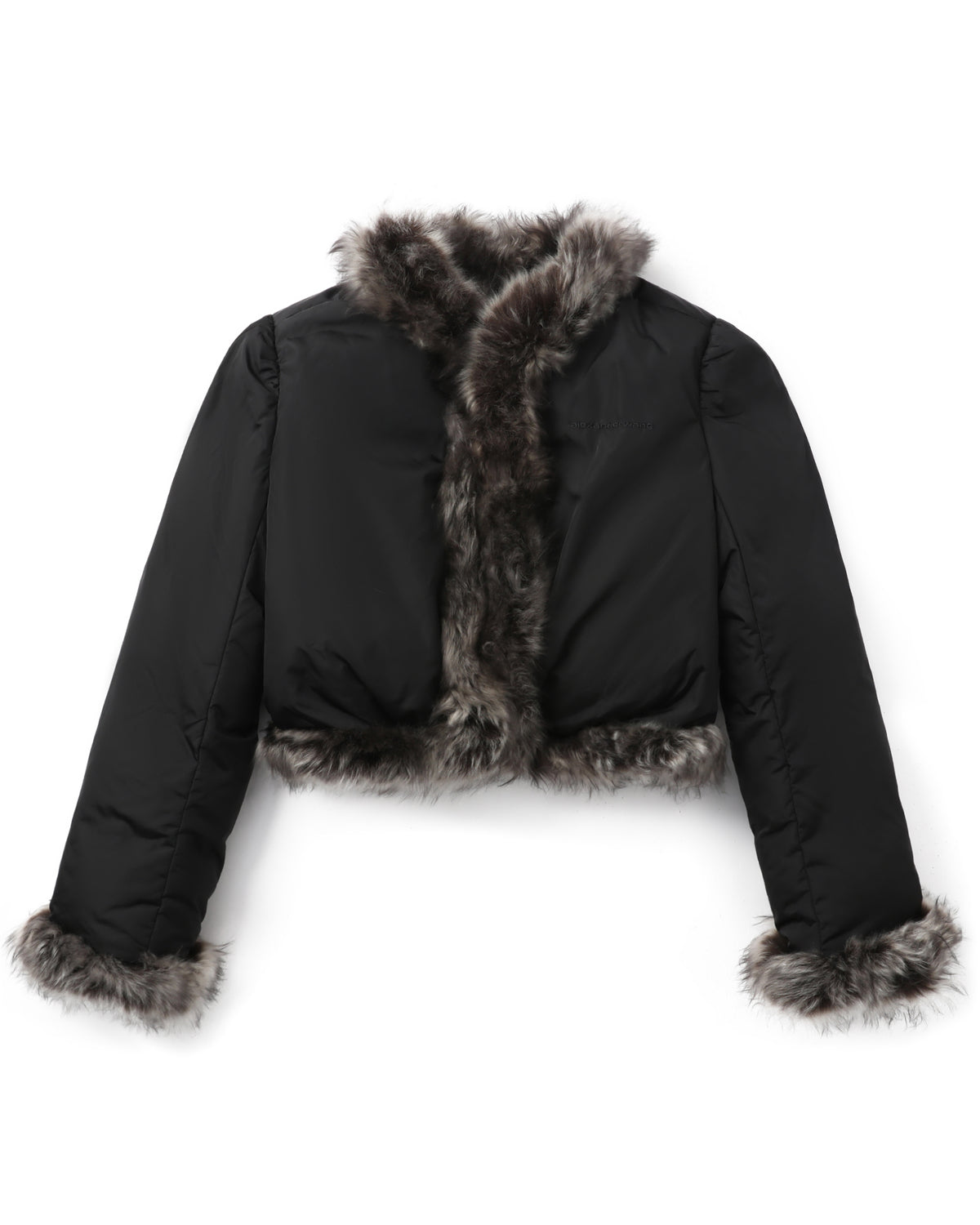 Fur trim cardigan puffer