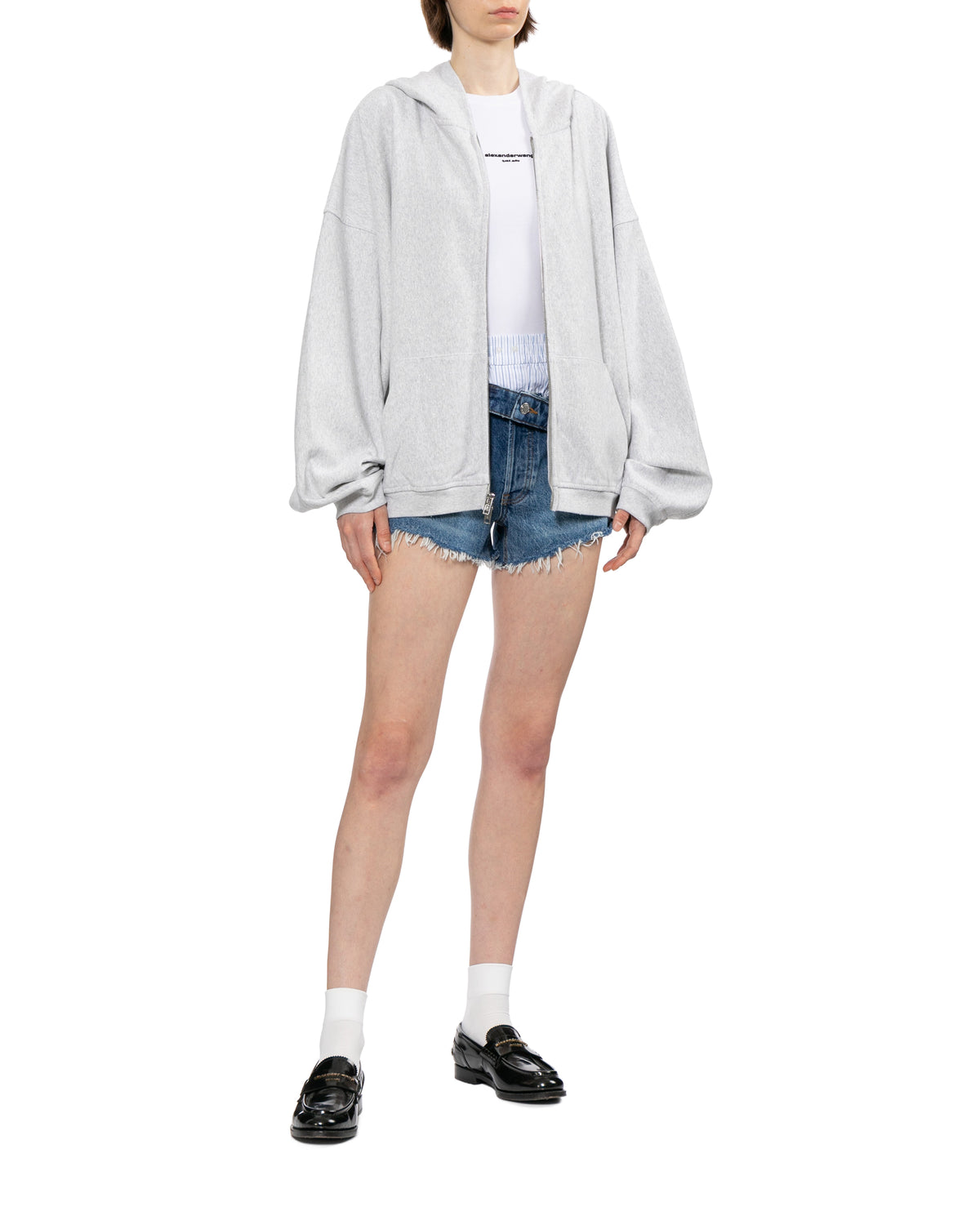 Crystal embellished zip-up hoodie