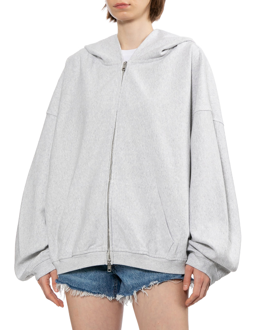 Crystal embellished zip-up hoodie