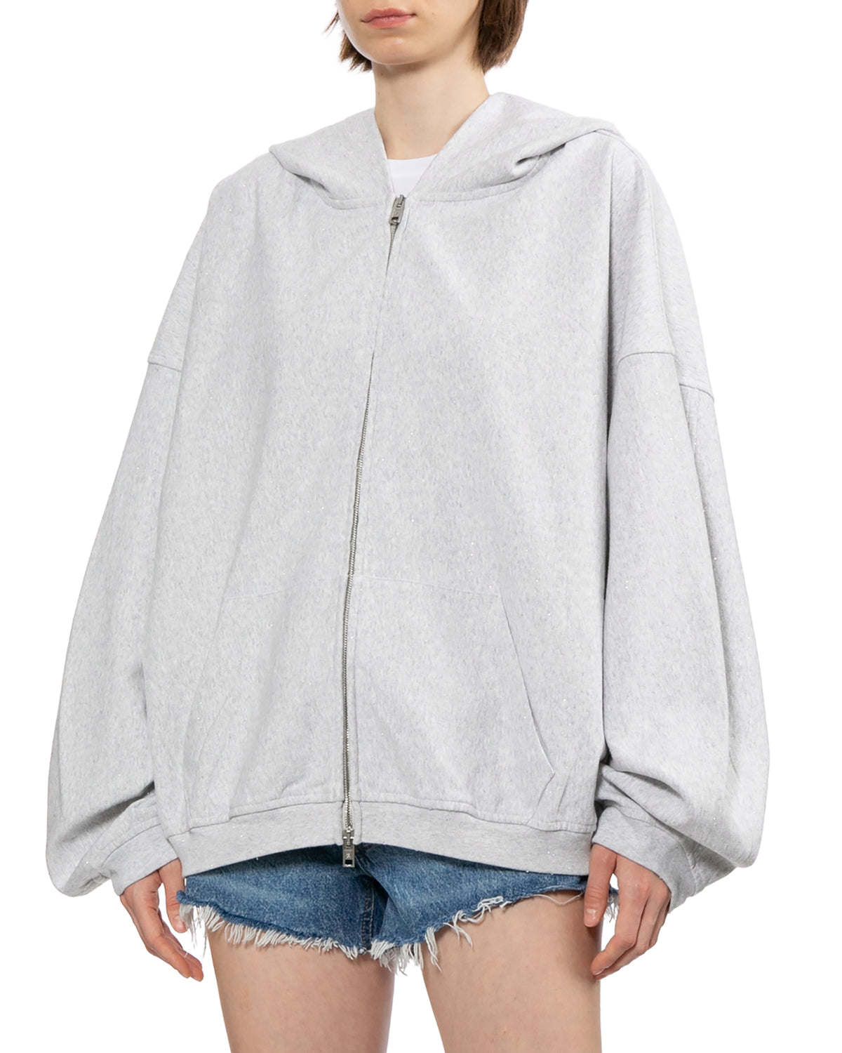 Crystal embellished zip-up hoodie