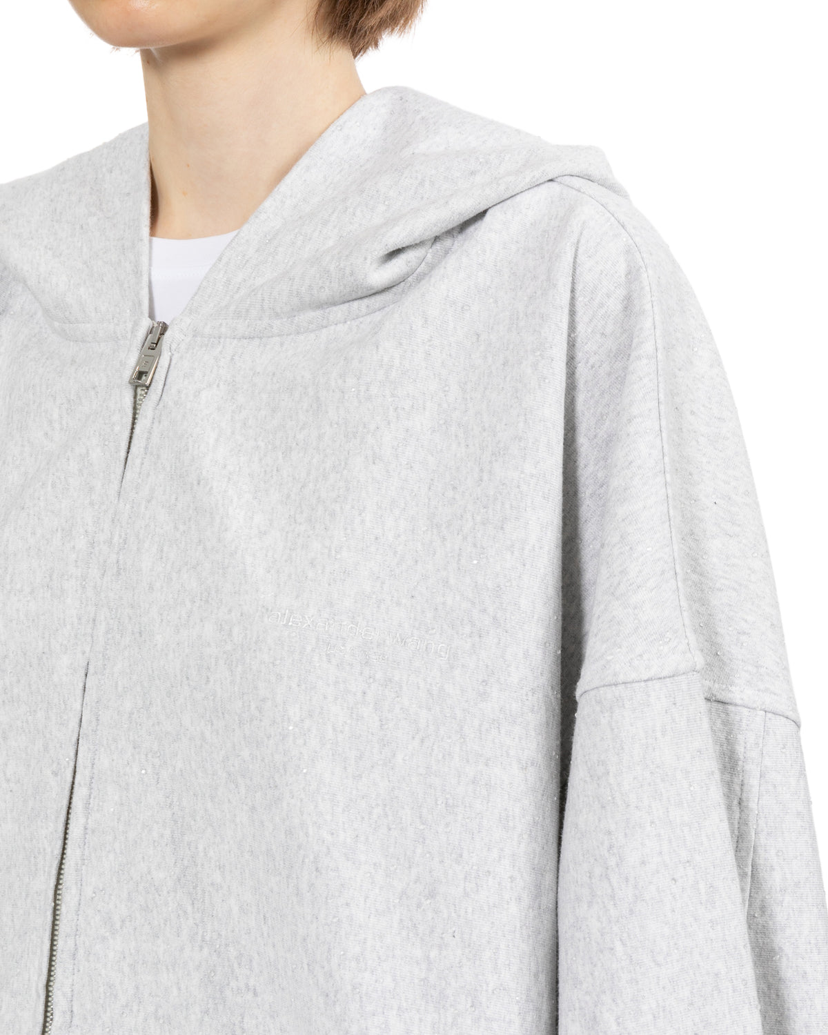 Crystal embellished zip-up hoodie