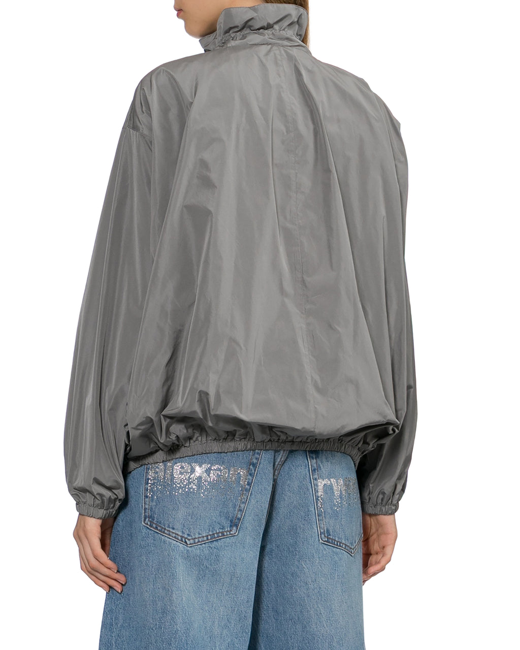 Gathered neck oversized track jacket