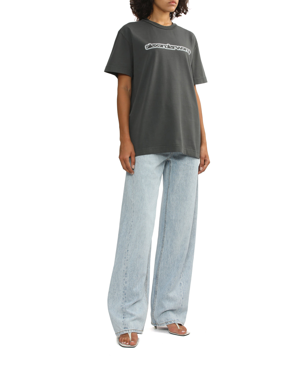 Leather belted balloon jeans