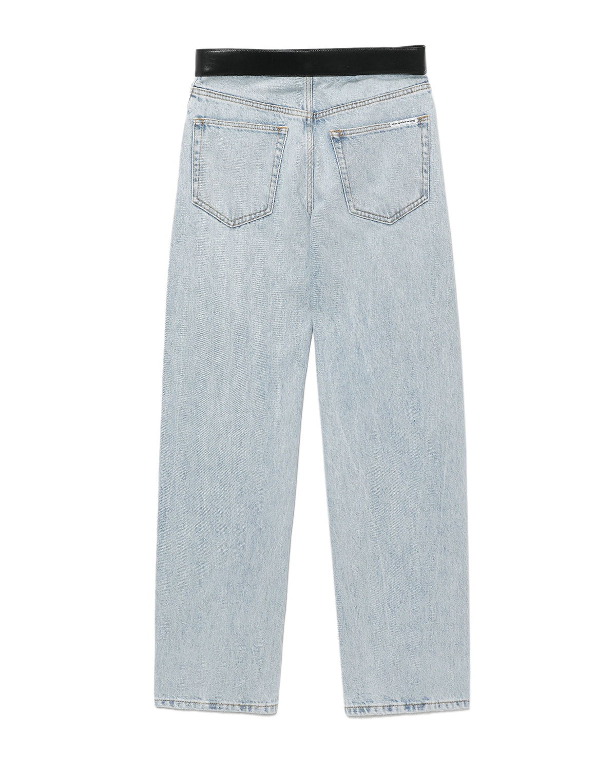 Leather belted balloon jeans