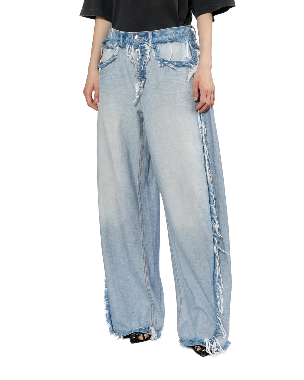 Embossed logo inverted oversized jeans
