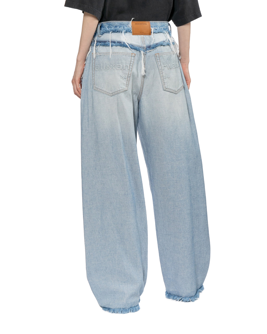 Embossed logo inverted oversized jeans