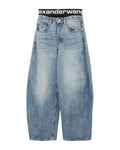 Blow-up jeans with logo bike short waistband