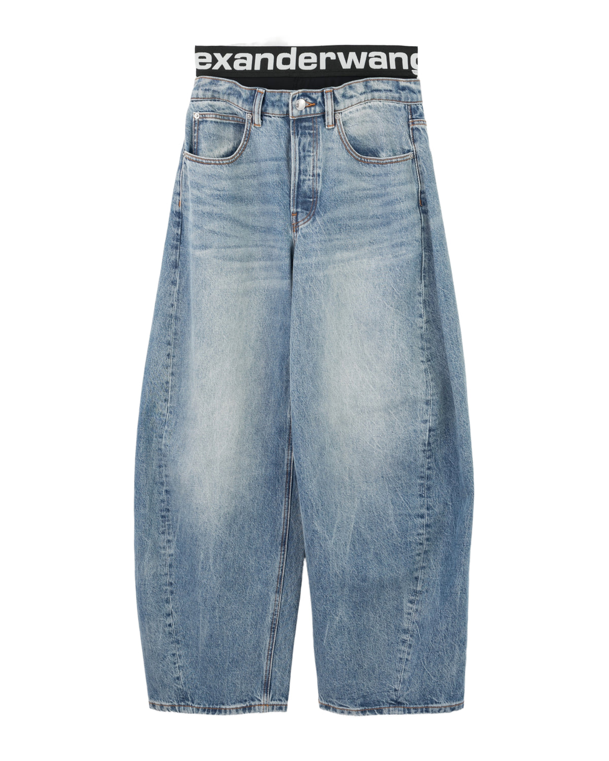 Blow-up jeans with logo bike short waistband