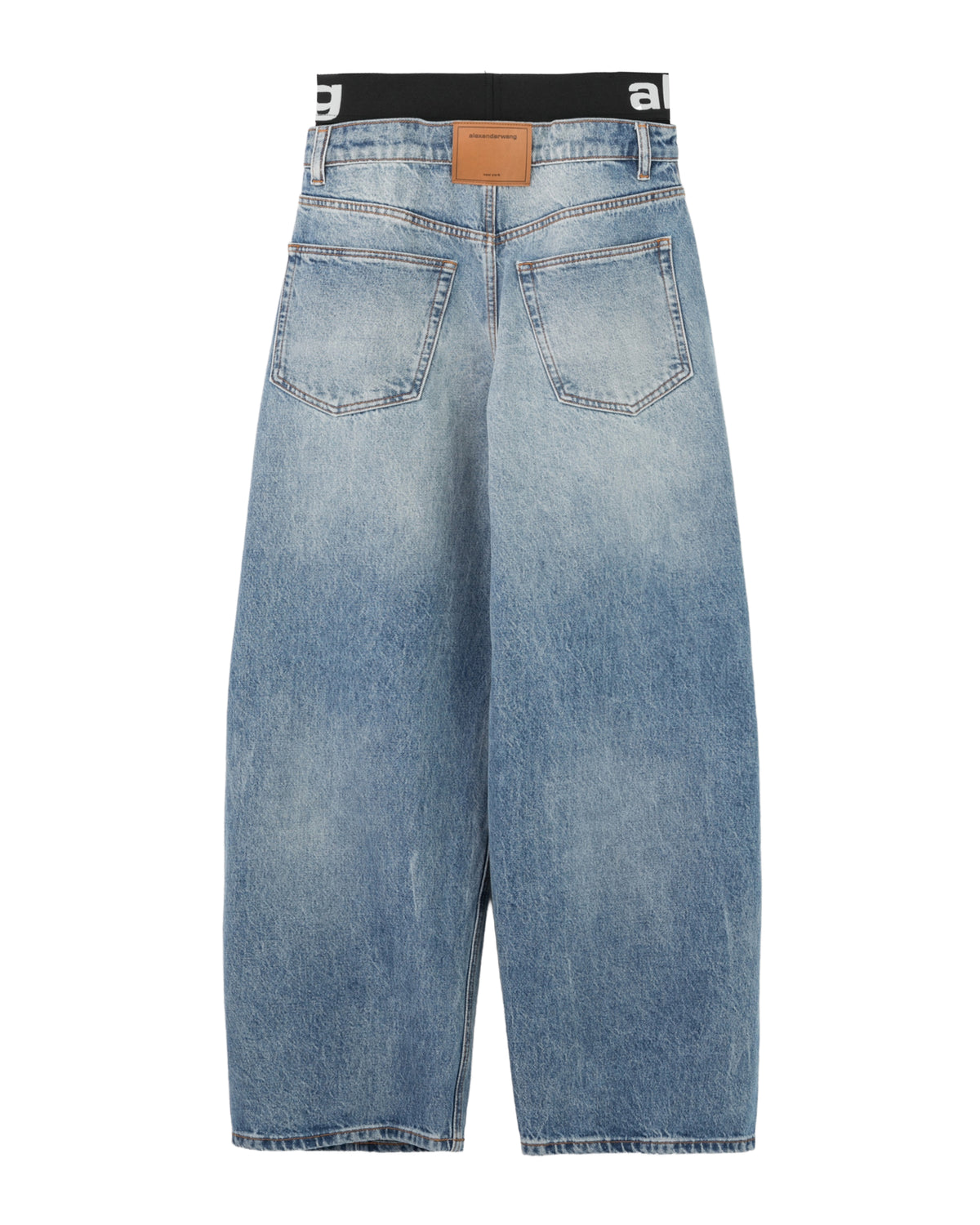 Blow-up jeans with logo bike short waistband