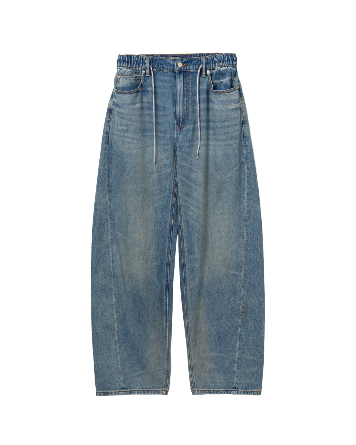 Drawstring washed jeans