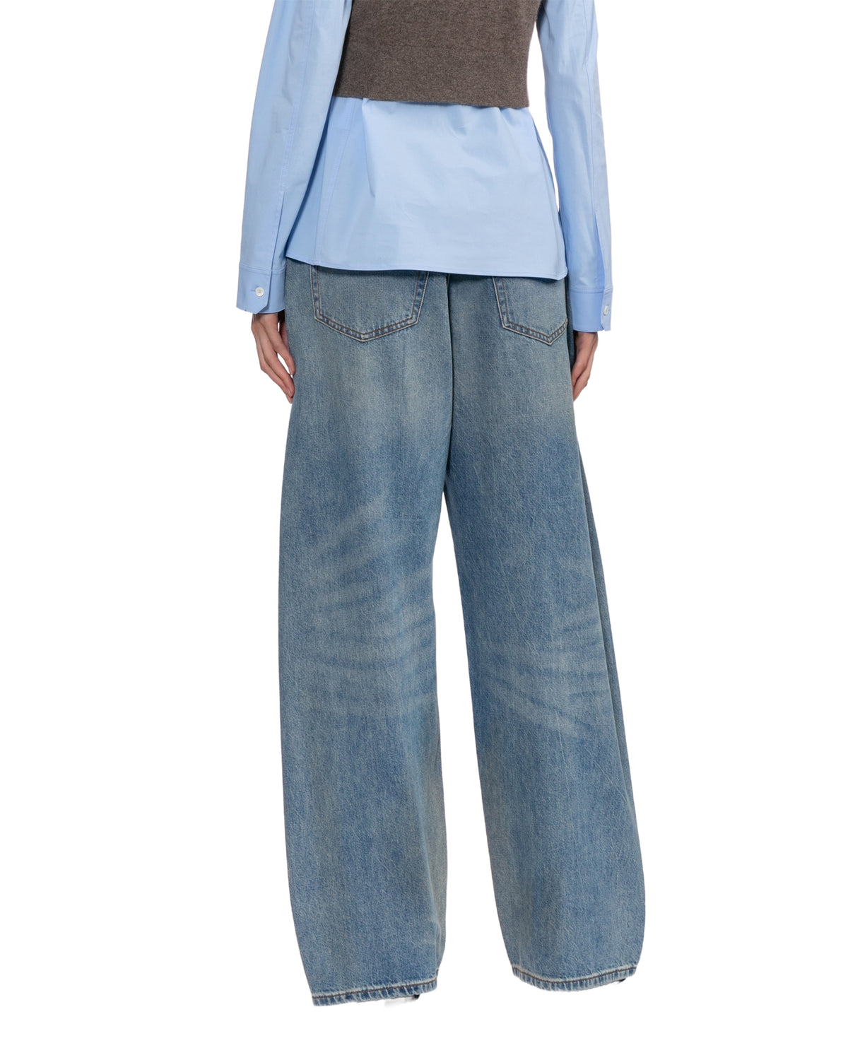 Drawstring washed jeans