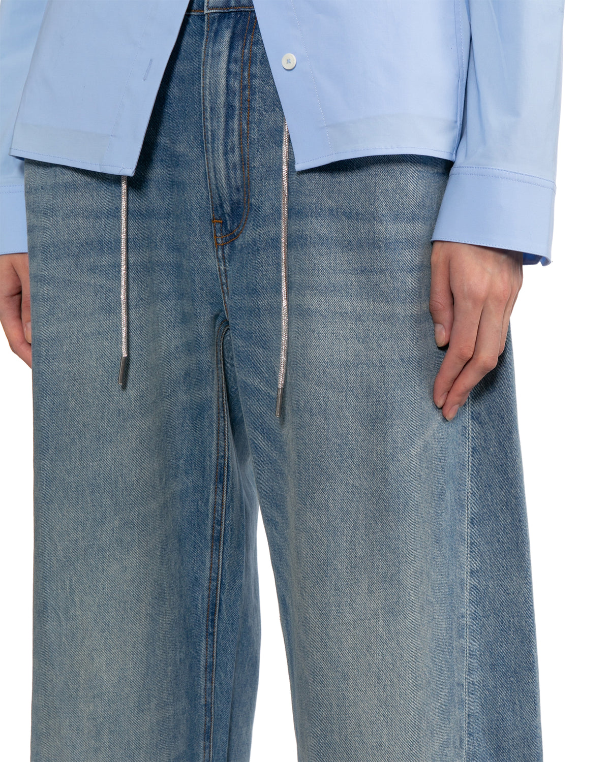 Drawstring washed jeans