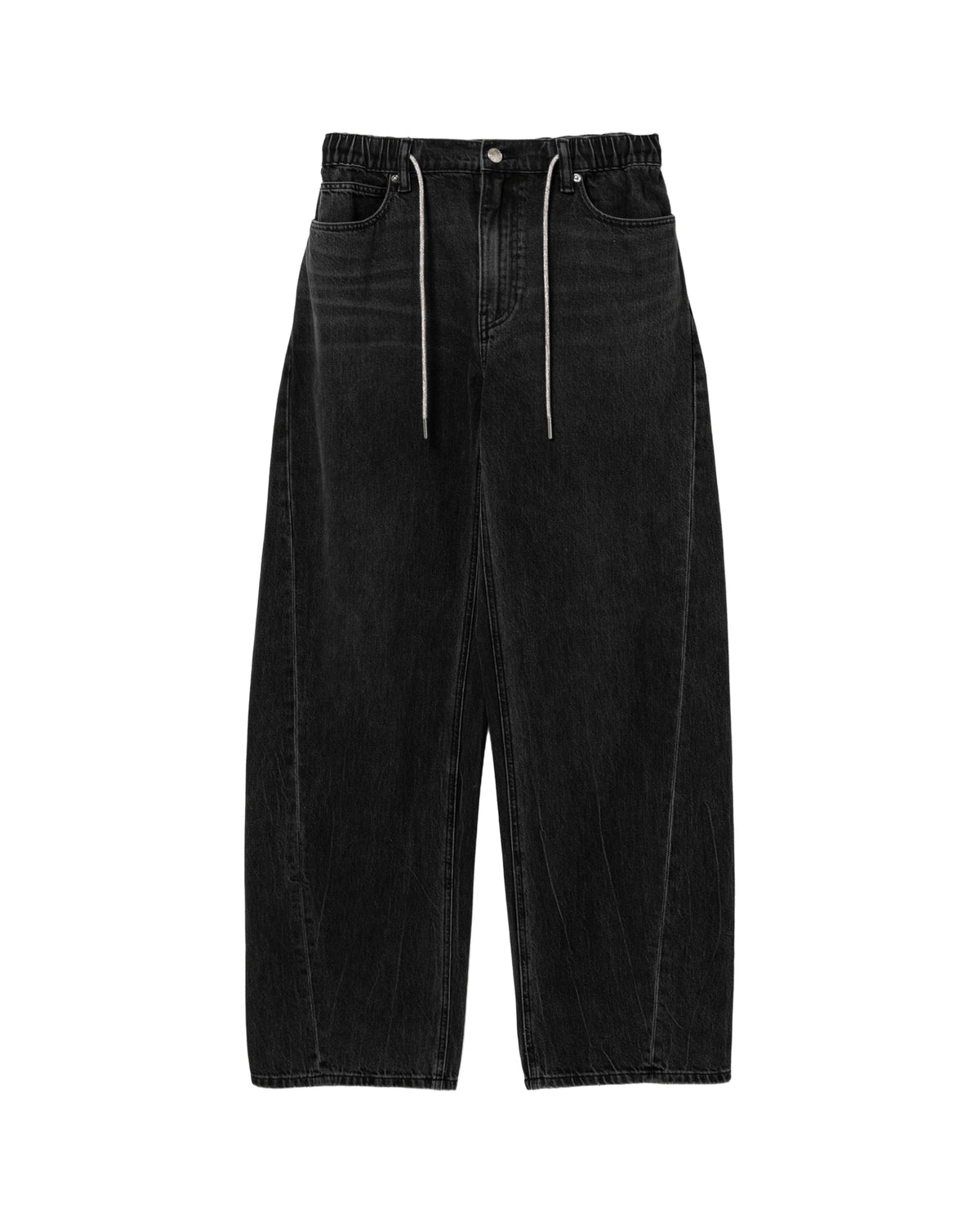 Drawstring washed jeans