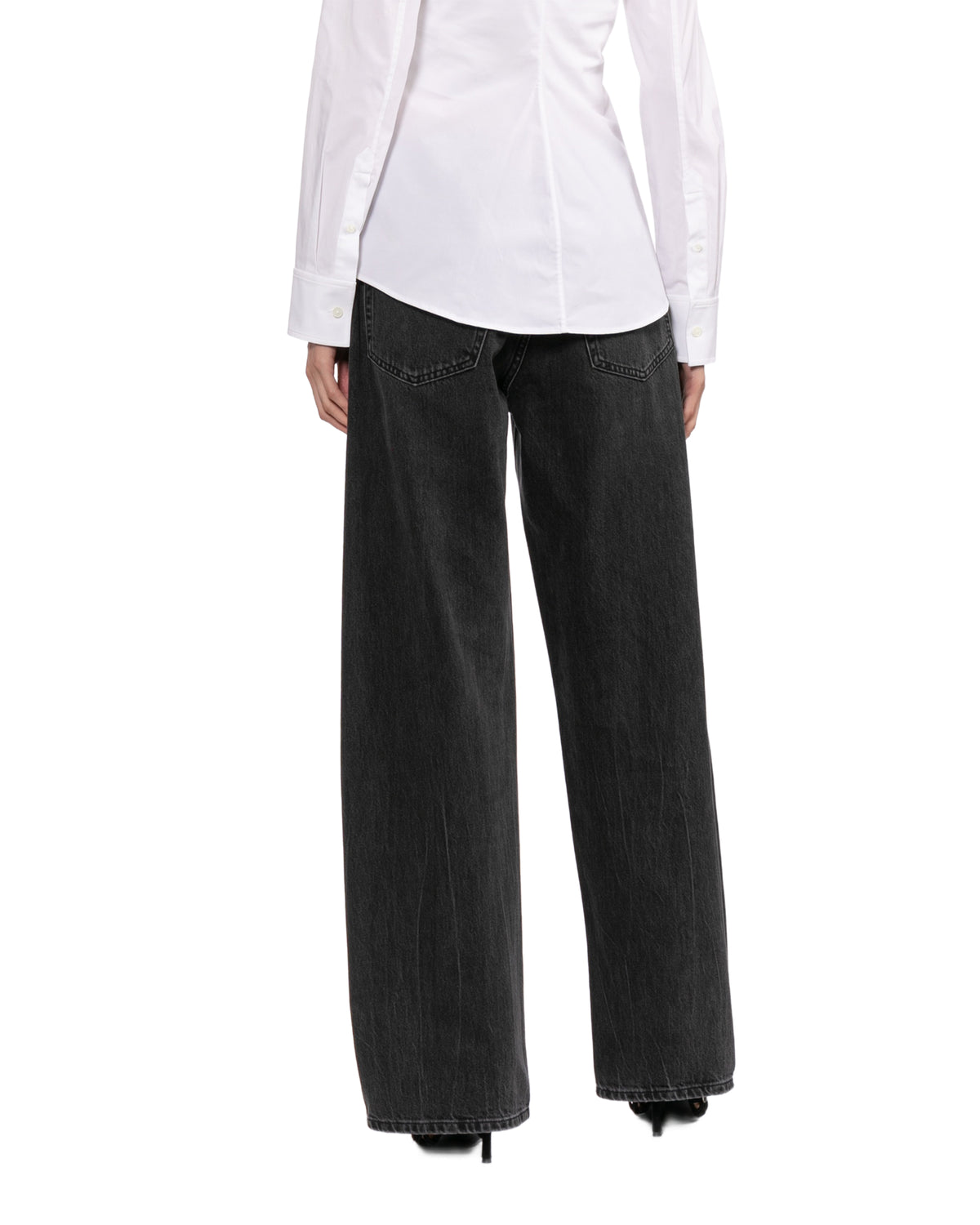 Drawstring washed jeans