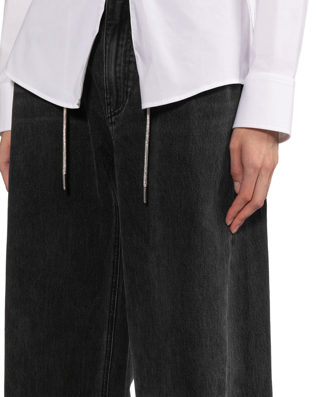 Drawstring washed jeans